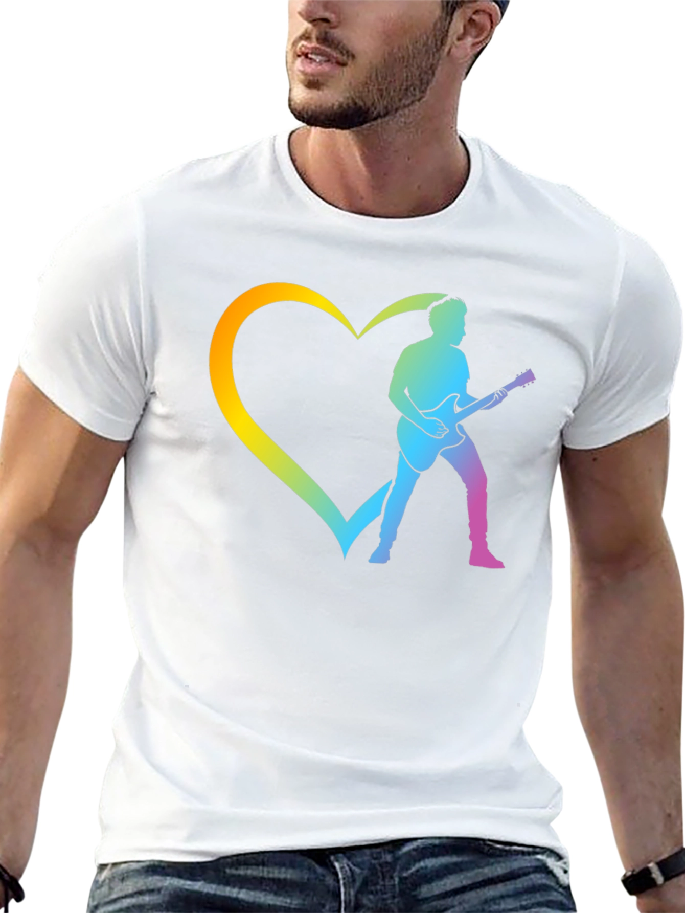 Guitar Player Heart Graphic T-Shirt