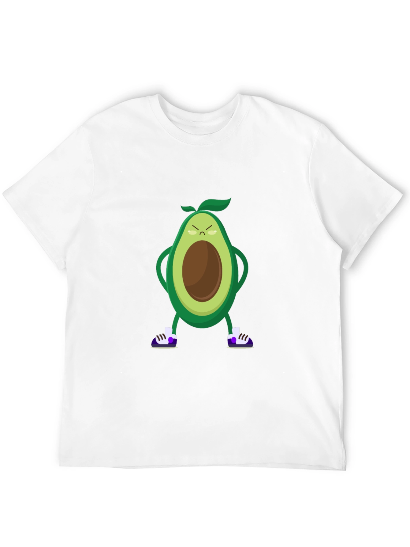Angry Avocado Cartoon Print Black T-Shirt