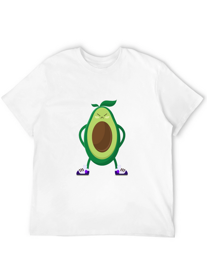 Angry Avocado Cartoon Print Black T-Shirt