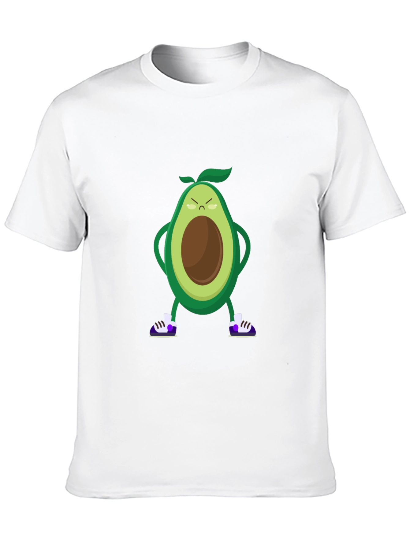 Angry Avocado Cartoon Print Black T-Shirt