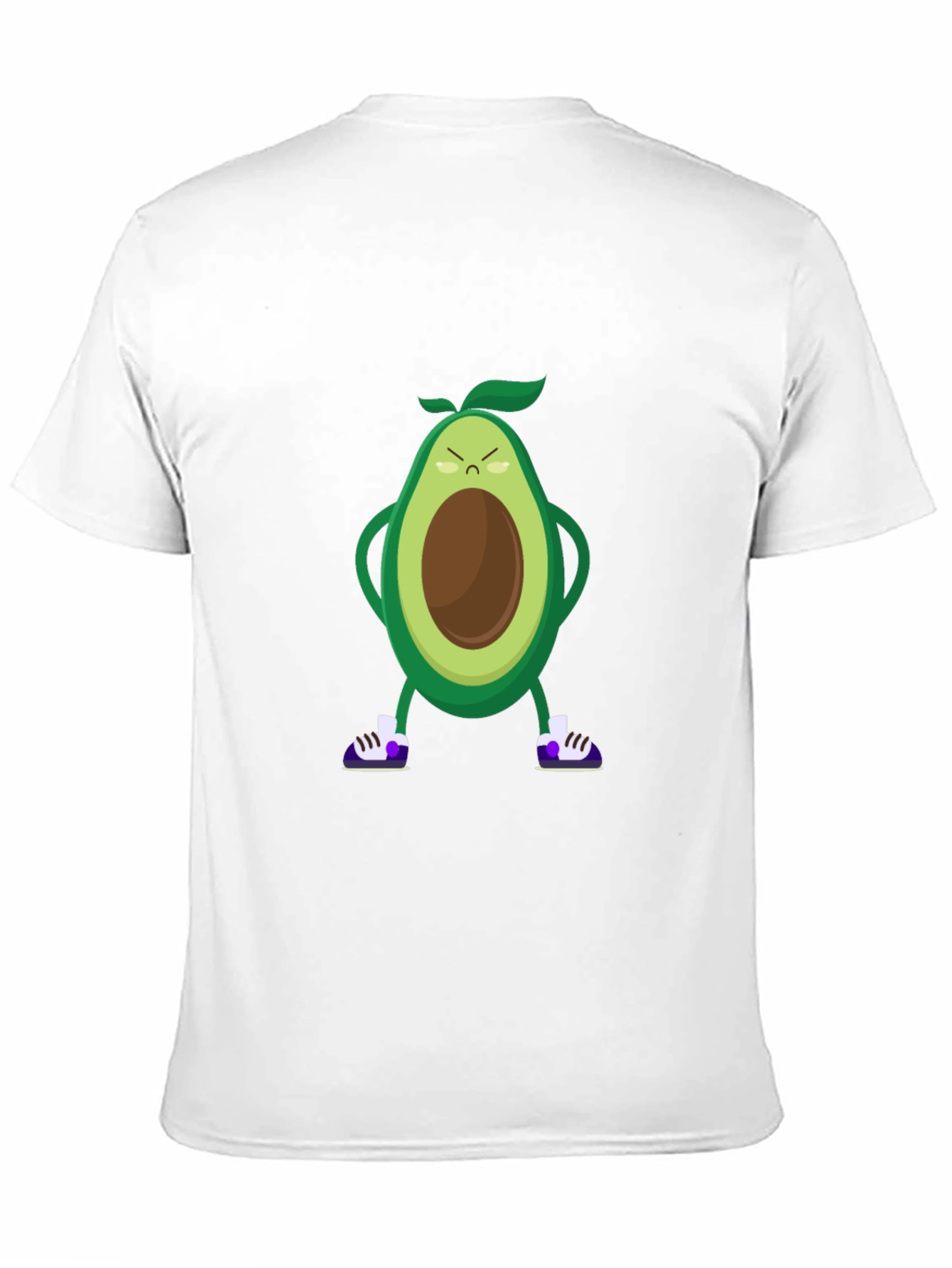 Angry Avocado Cartoon Print Black T-Shirt