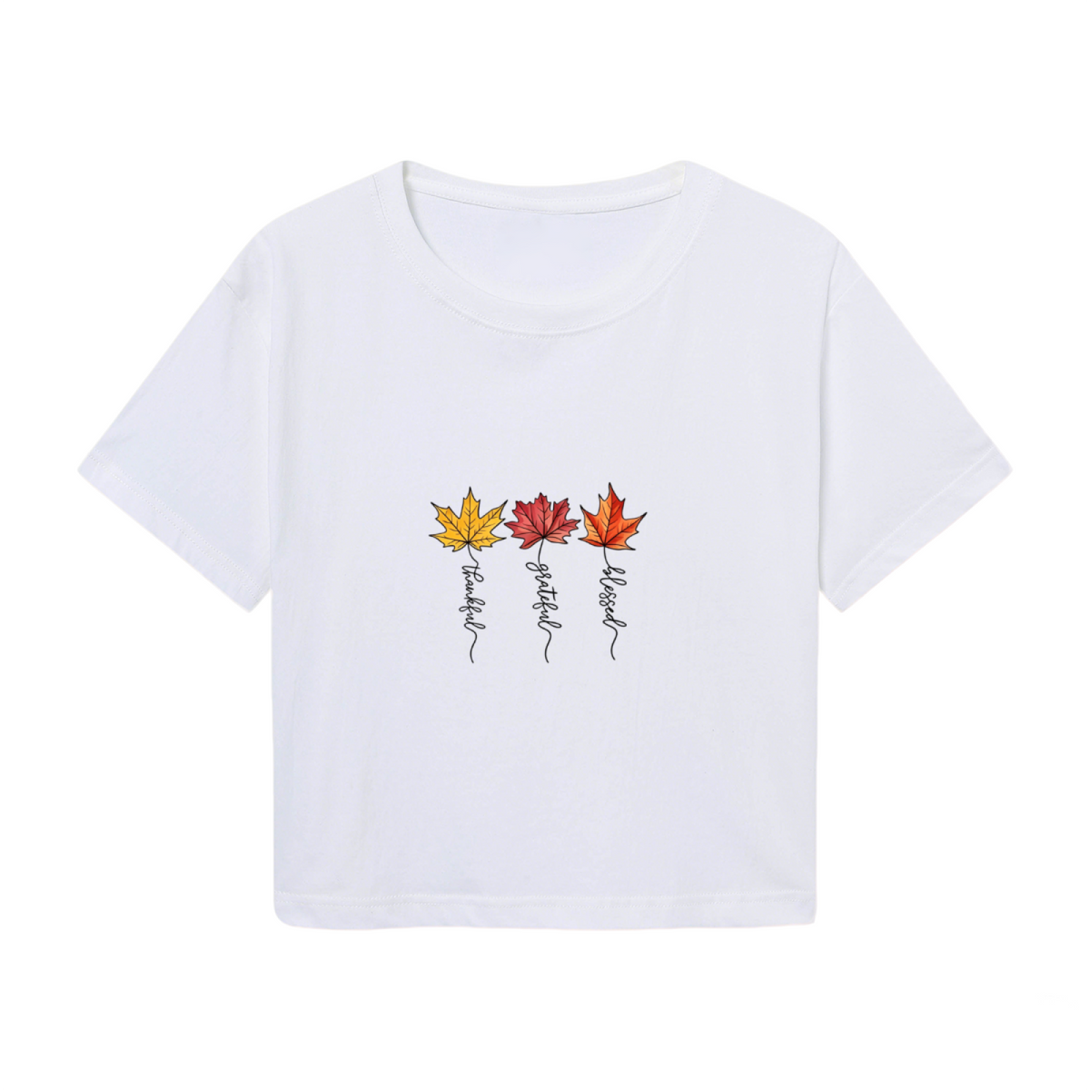 Grateful Blessed Fall Maple Leaf Seasonal Crop Top