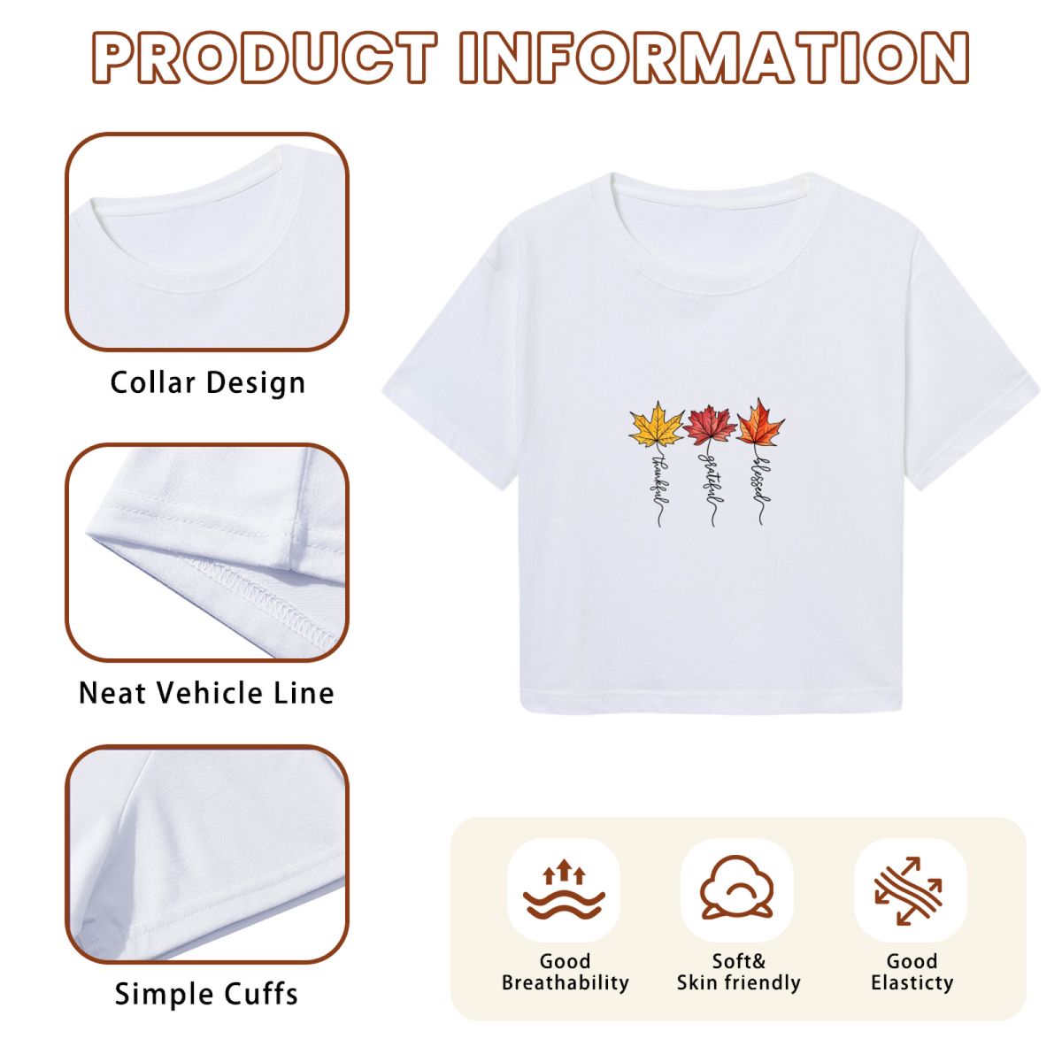 Grateful Blessed Fall Maple Leaf Seasonal Crop Top
