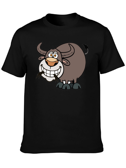 Cartoon Buffalo Graphic Tee - Soft Cotton