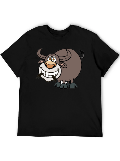 Cartoon Buffalo Graphic Tee - Soft Cotton