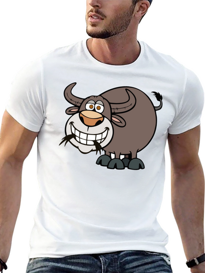 Cartoon Buffalo Graphic Tee - Soft Cotton