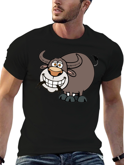 Cartoon Buffalo Graphic Tee - Soft Cotton