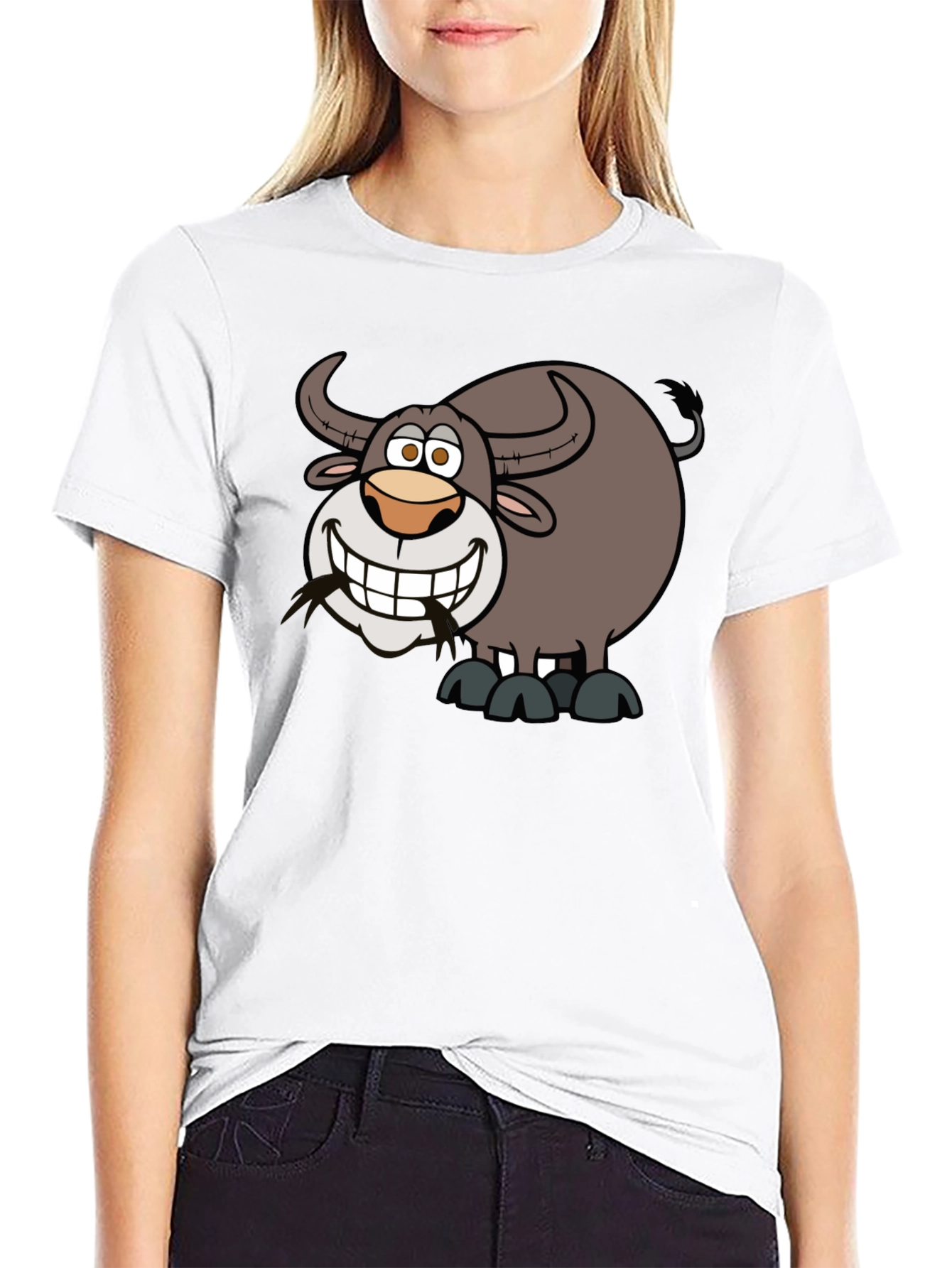 Cartoon Buffalo Graphic Tee - Soft Cotton