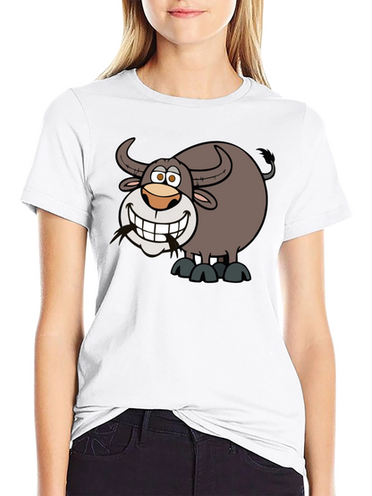Cartoon Buffalo Graphic Tee - Soft Cotton