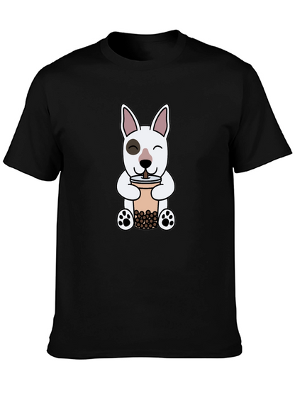 Cute Dog Boba Tea Graphic T-Shirt