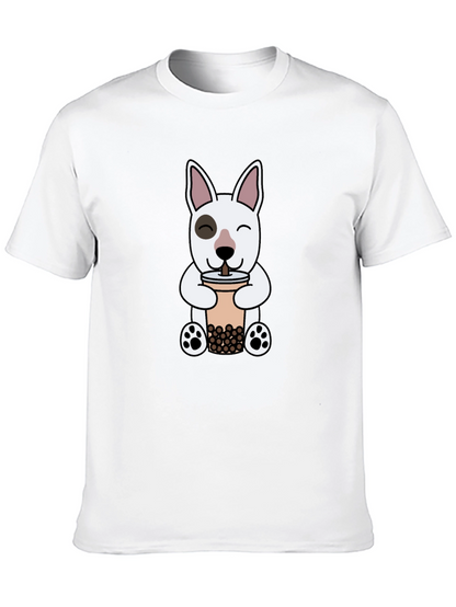 Cute Dog Boba Tea Graphic T-Shirt