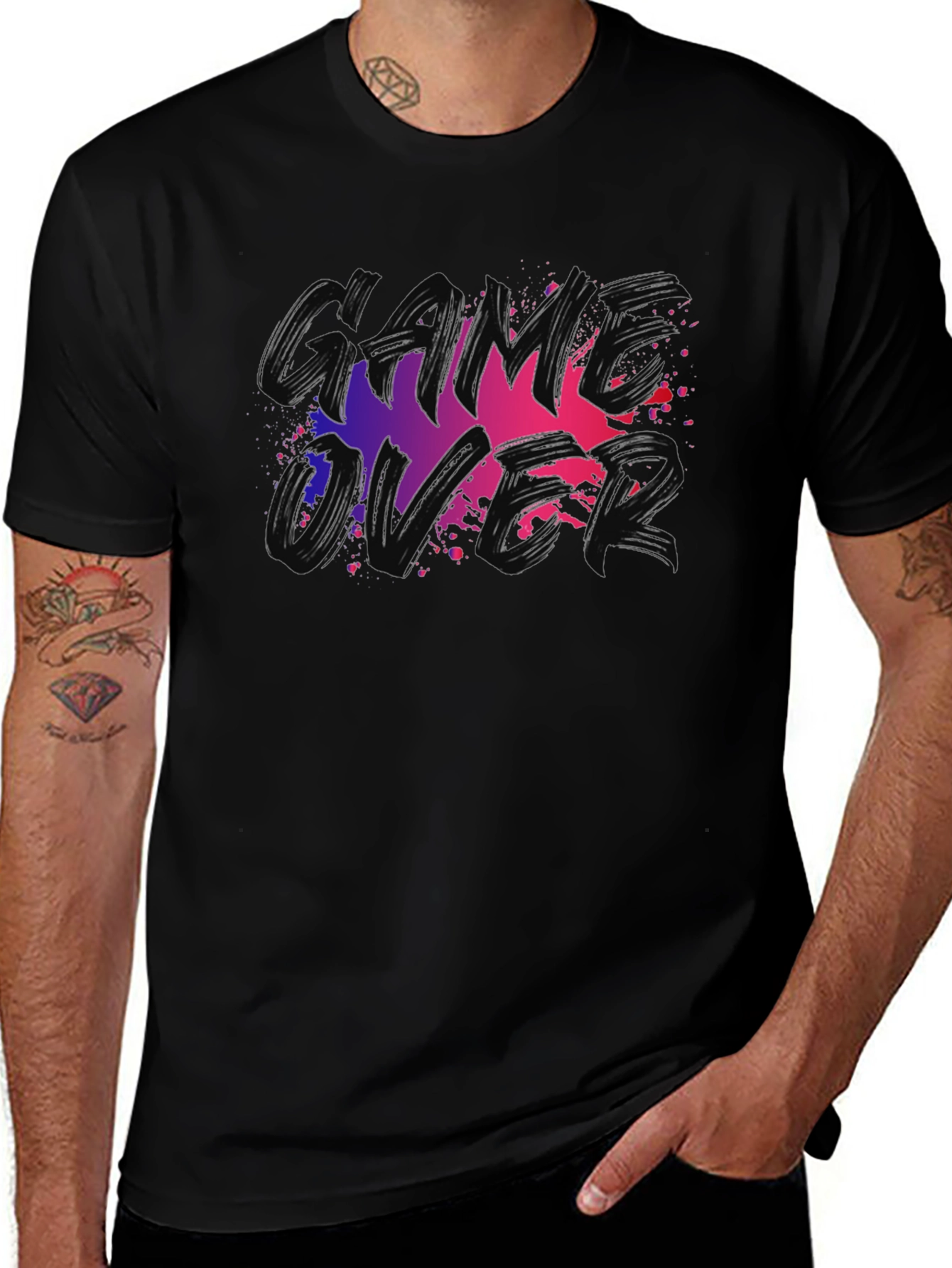 Game Over Graphic Tee - Black Cotton T-Shirt