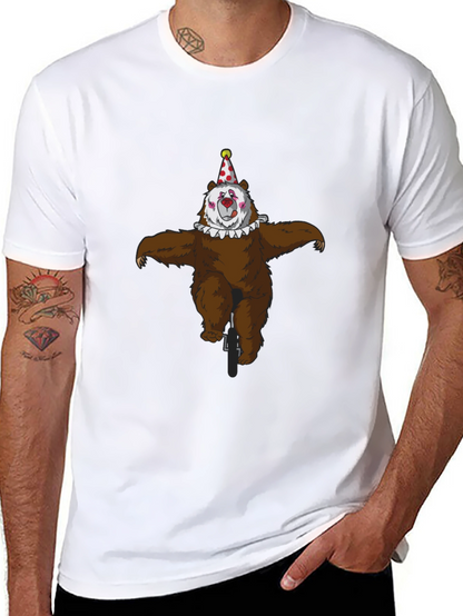 Clown Bear Unicycle Graphic T-Shirt