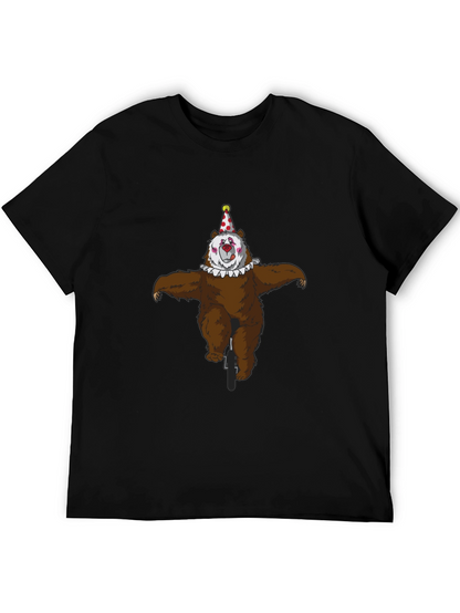 Clown Bear Unicycle Graphic T-Shirt