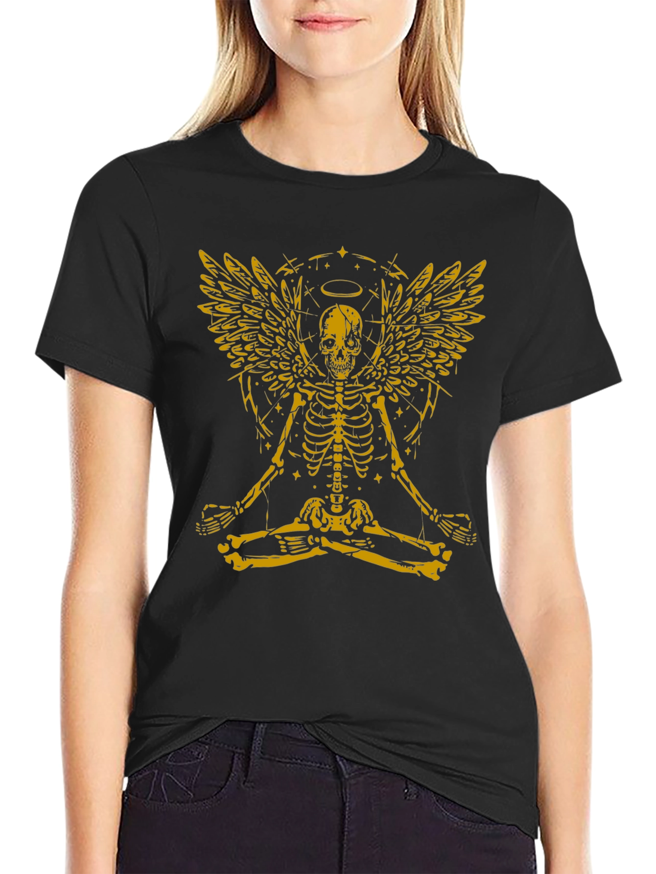 Skeleton Angel Graphic Tee - Black