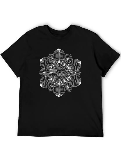 Geometric Mandala Graphic Tee - Black