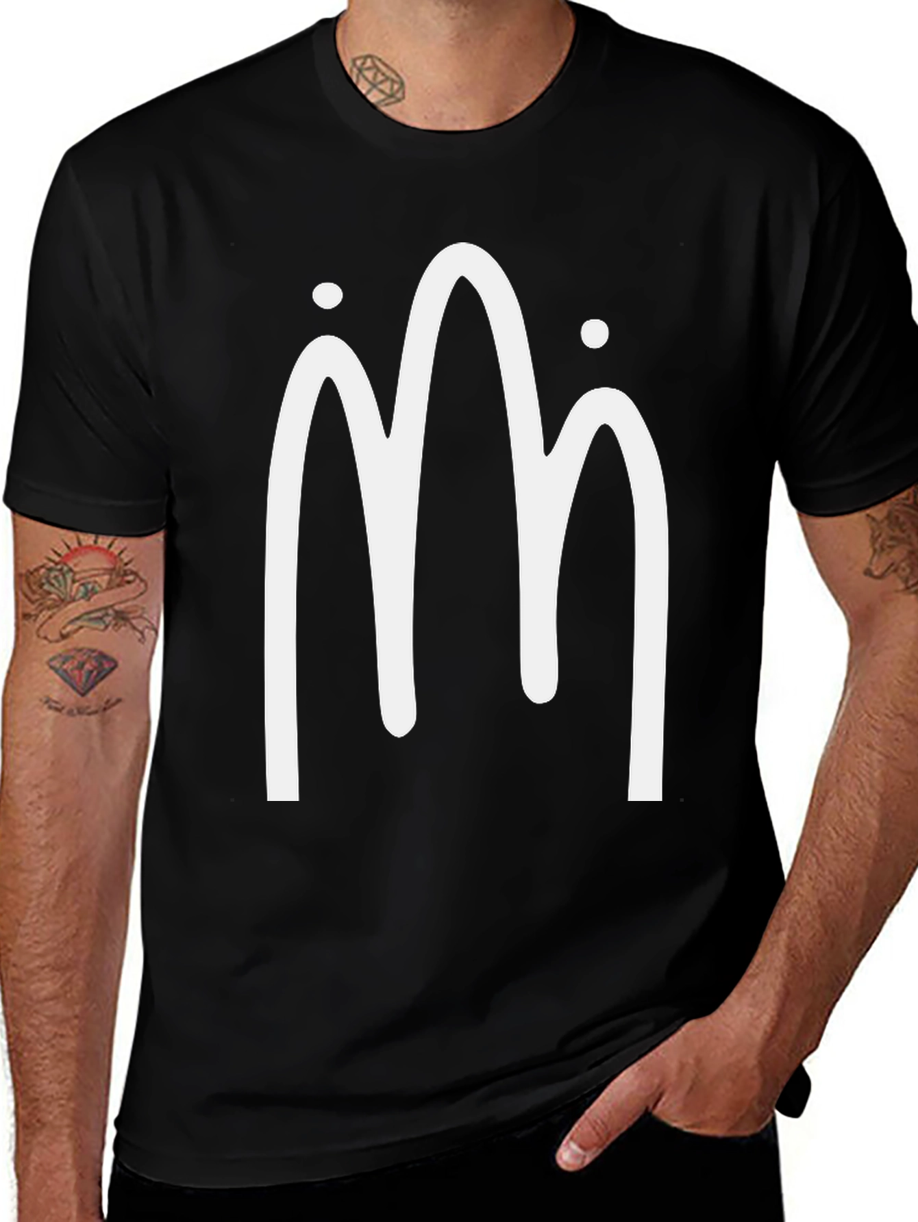 Minimalist Mountain Design Black T-Shirt