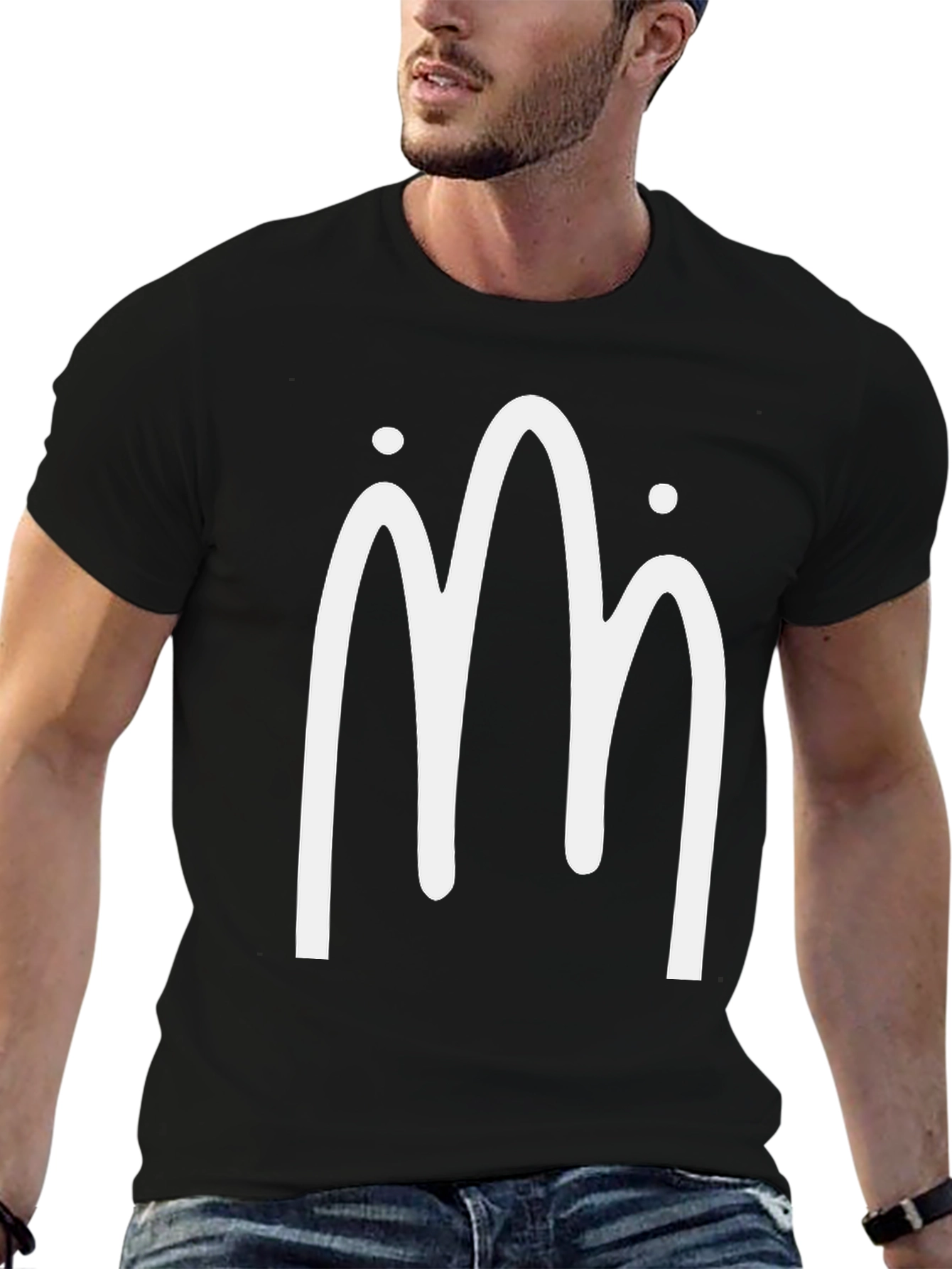 Minimalist Mountain Design Black T-Shirt