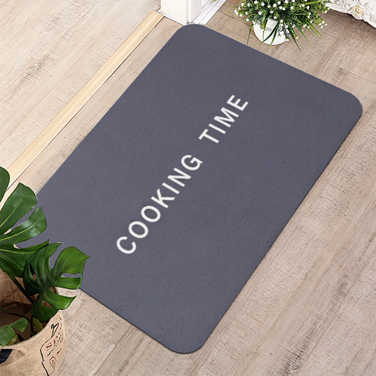 Cooking Time Text Print Diatomite Bath Mat