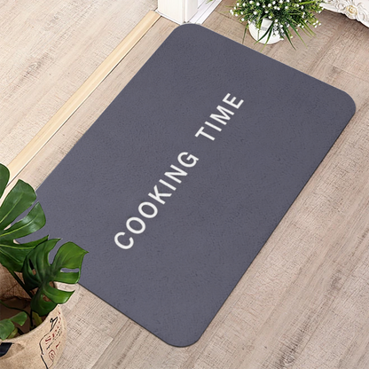 Cooking Time Text Print Diatomite Bath Mat