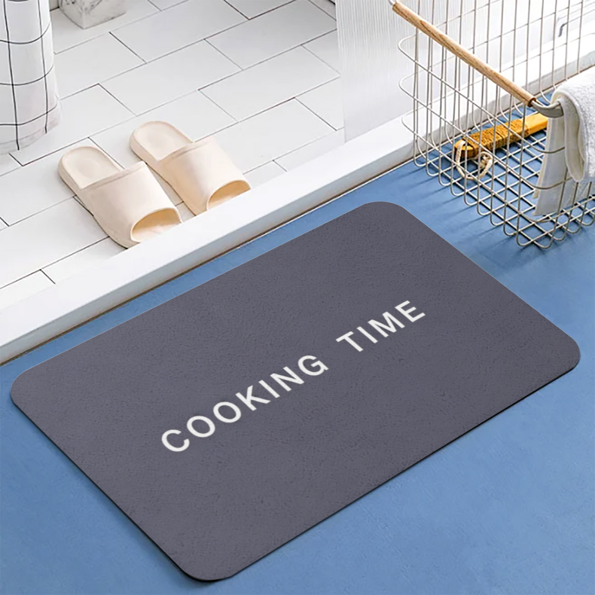 Cooking Time Text Print Diatomite Bath Mat