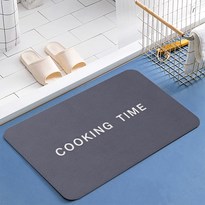 Cooking Time Text Print Diatomite Bath Mat