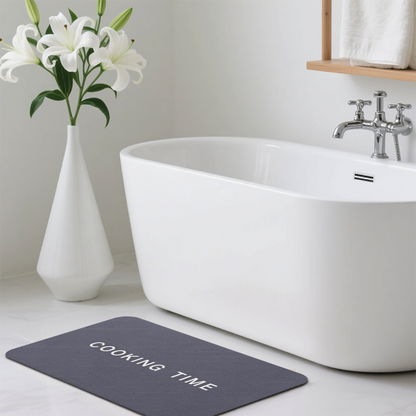 Cooking Time Text Print Diatomite Bath Mat