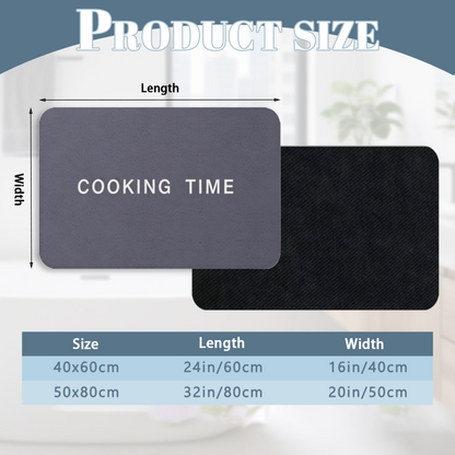 Cooking Time Text Print Diatomite Bath Mat