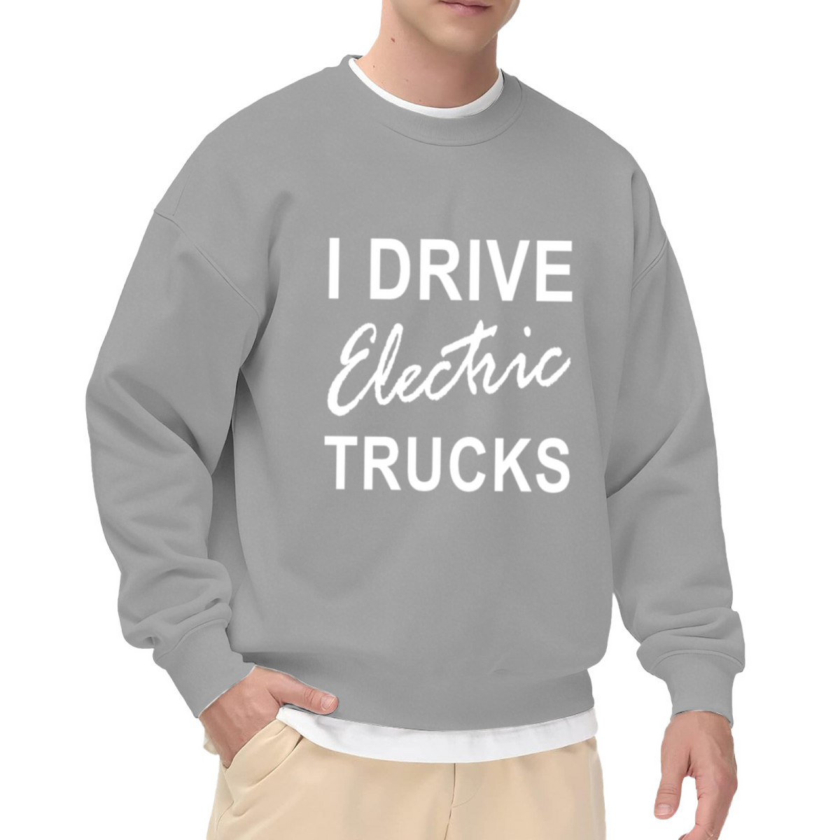 I Drive Electric Trucks Crewneck Sweatshirt - EV Enthusiast Automotive Pullover