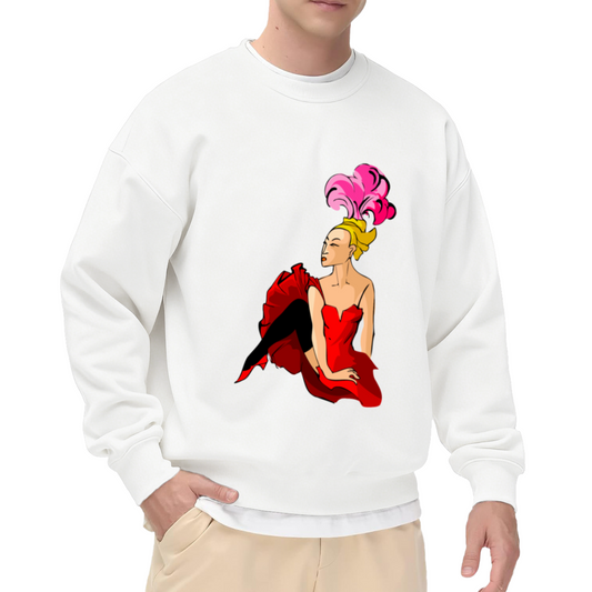 Vintage Burlesque Dancer Crewneck Sweatshirt - Retro Pin-Up Art Pullover