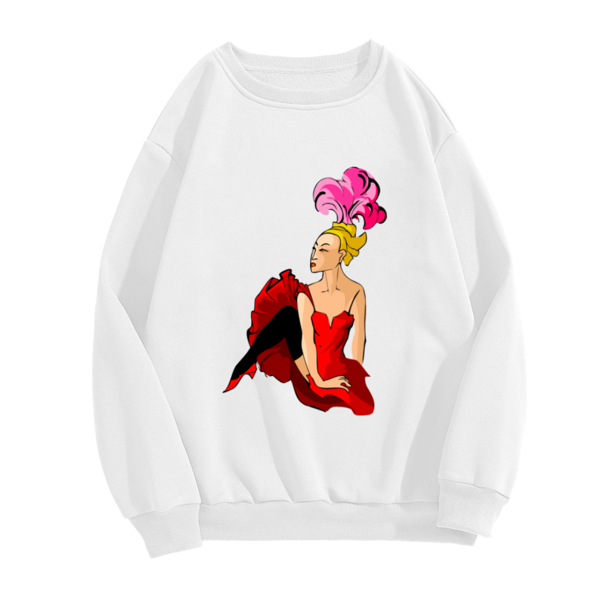 Vintage Burlesque Dancer Crewneck Sweatshirt - Retro Pin-Up Art Pullover