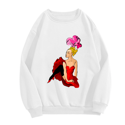 Vintage Burlesque Dancer Crewneck Sweatshirt - Retro Pin-Up Art Pullover