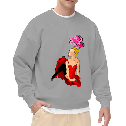 Vintage Burlesque Dancer Crewneck Sweatshirt - Retro Pin-Up Art Pullover