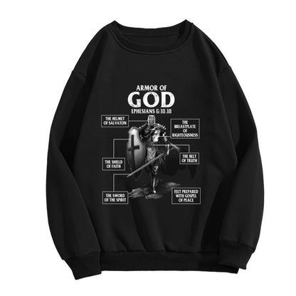 Faith-Focused "Armor of God" Symbolic Graphic Sweatshirt