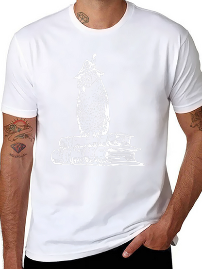 Bookworm Owl T-Shirt - Black Cotton Tee