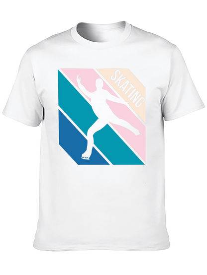 Retro Skating Graphic Tee - Black Cotton Blend