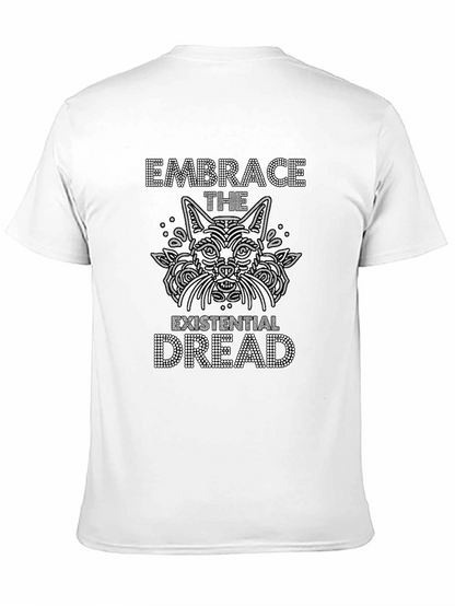 Existential Dread Cat Graphic Tee - Black Cotton T-Shirt