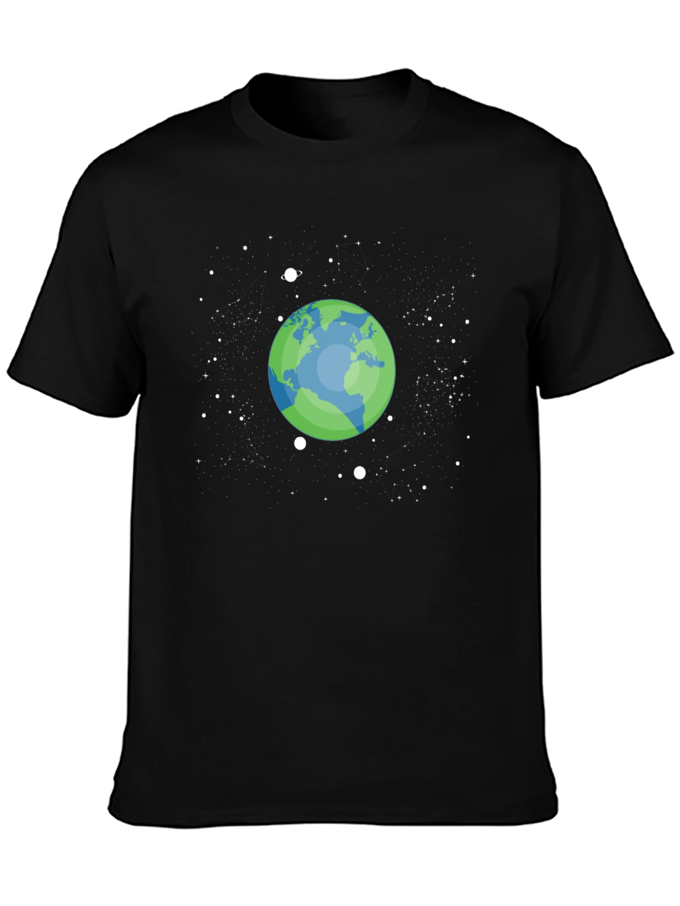 Earth Space Graphic T-Shirt - Black Cotton Tee