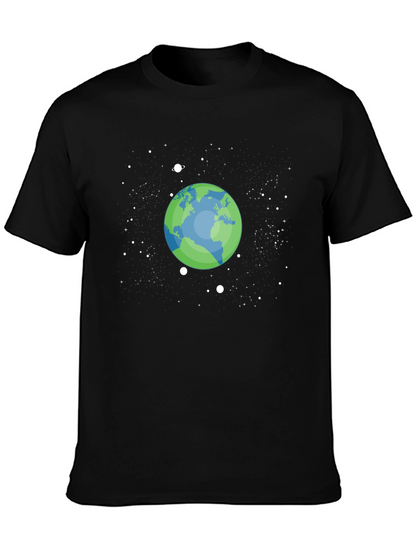 Earth Space Graphic T-Shirt - Black Cotton Tee