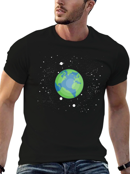 Earth Space Graphic T-Shirt - Black Cotton Tee