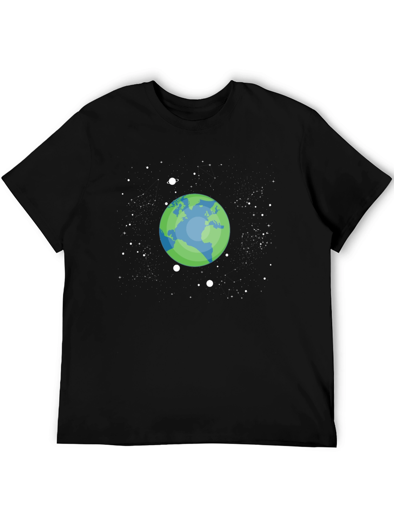 Earth Space Graphic T-Shirt - Black Cotton Tee