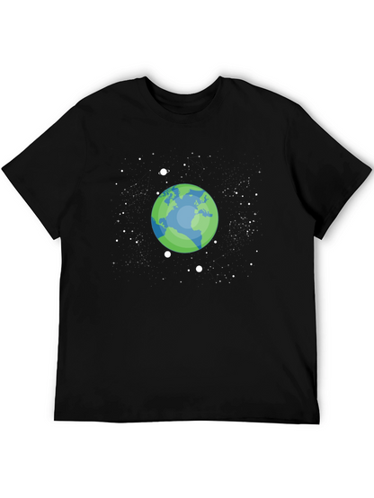 Earth Space Graphic T-Shirt - Black Cotton Tee
