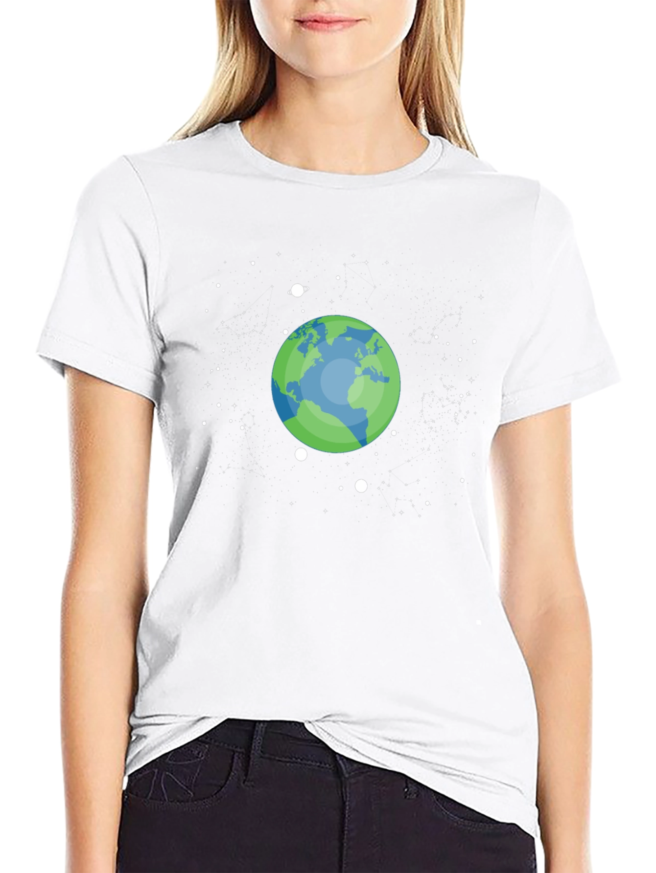 Earth Space Graphic T-Shirt - Black Cotton Tee