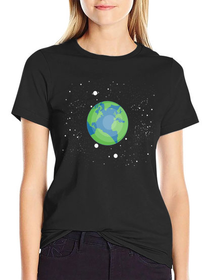 Earth Space Graphic T-Shirt - Black Cotton Tee