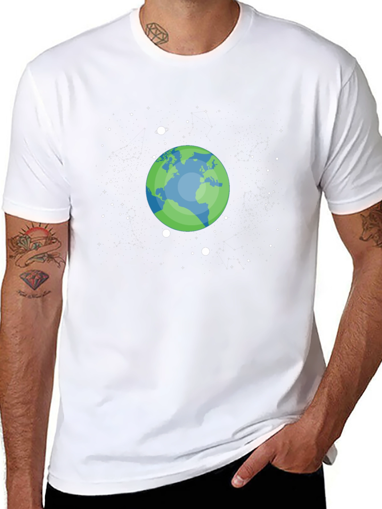 Earth Space Graphic T-Shirt - Black Cotton Tee