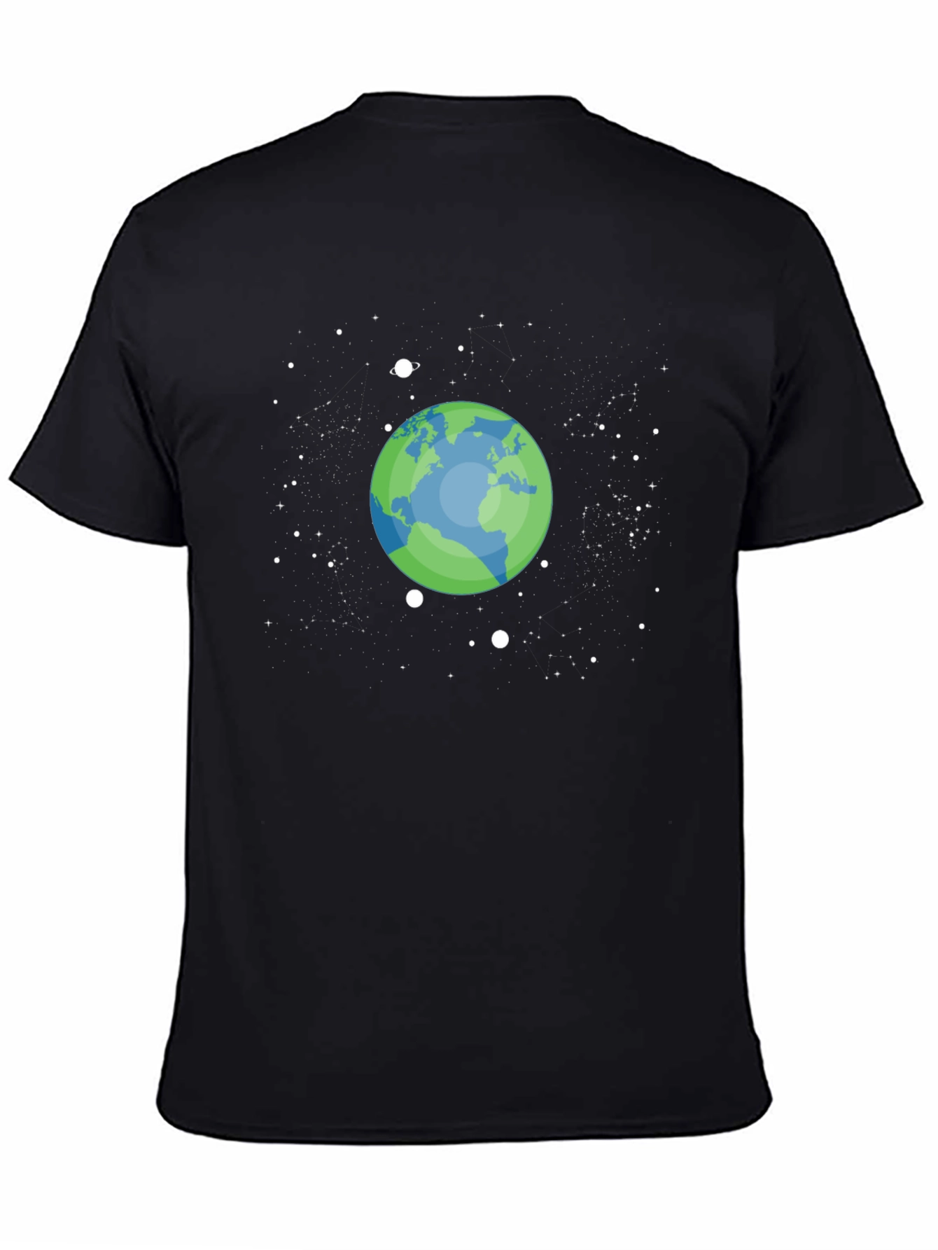 Earth Space Graphic T-Shirt - Black Cotton Tee