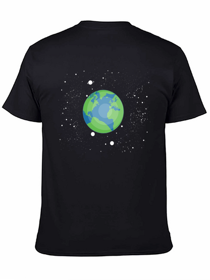 Earth Space Graphic T-Shirt - Black Cotton Tee