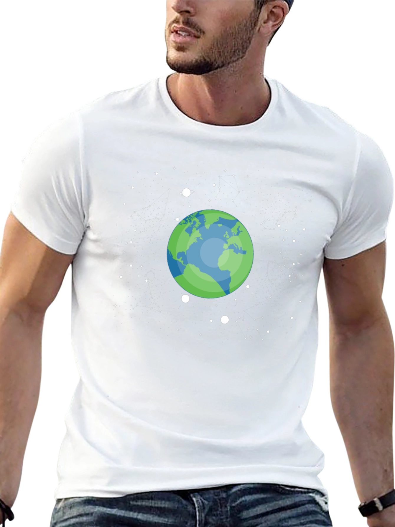 Earth Space Graphic T-Shirt - Black Cotton Tee
