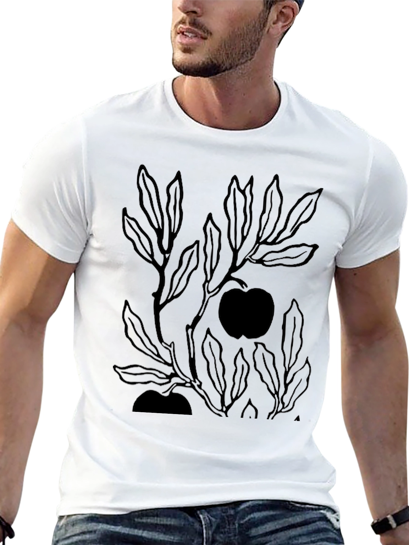 Mens Black Graphic Tee - Apple Tree
