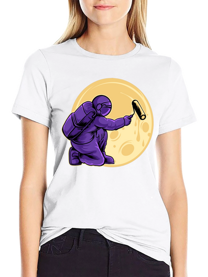 Astronaut Painting Moon T-Shirt - Graphic Tee